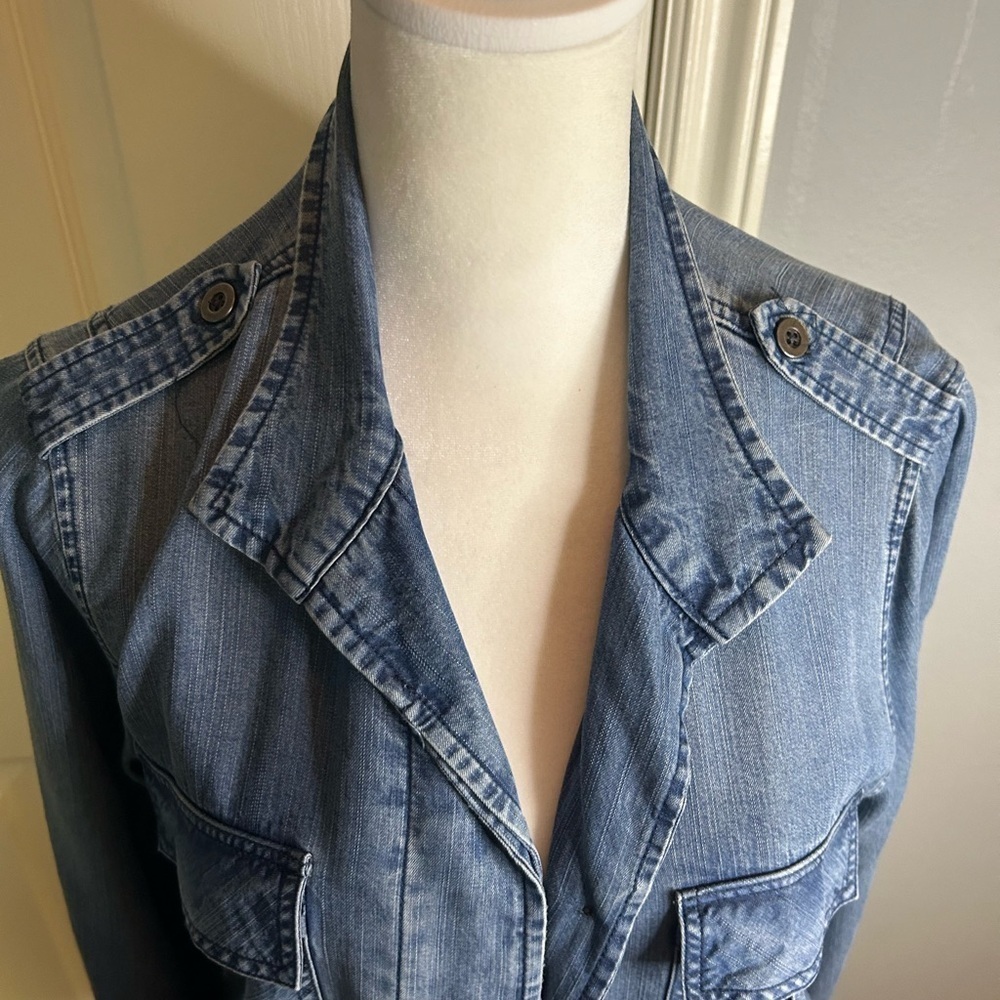 💙”Rails” Maverick Dark Vintage Wash Shacket w/ Hidden Button Front Size S💙 - Picture 5 of 15